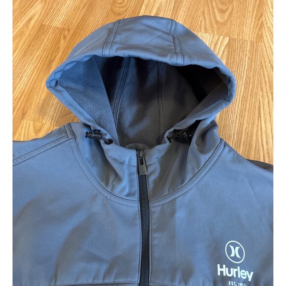 Hurley Puffer Jacket Mens Gray Hooded XXL Fleece Lining Full Zip Pockets - Picture 7 of 12